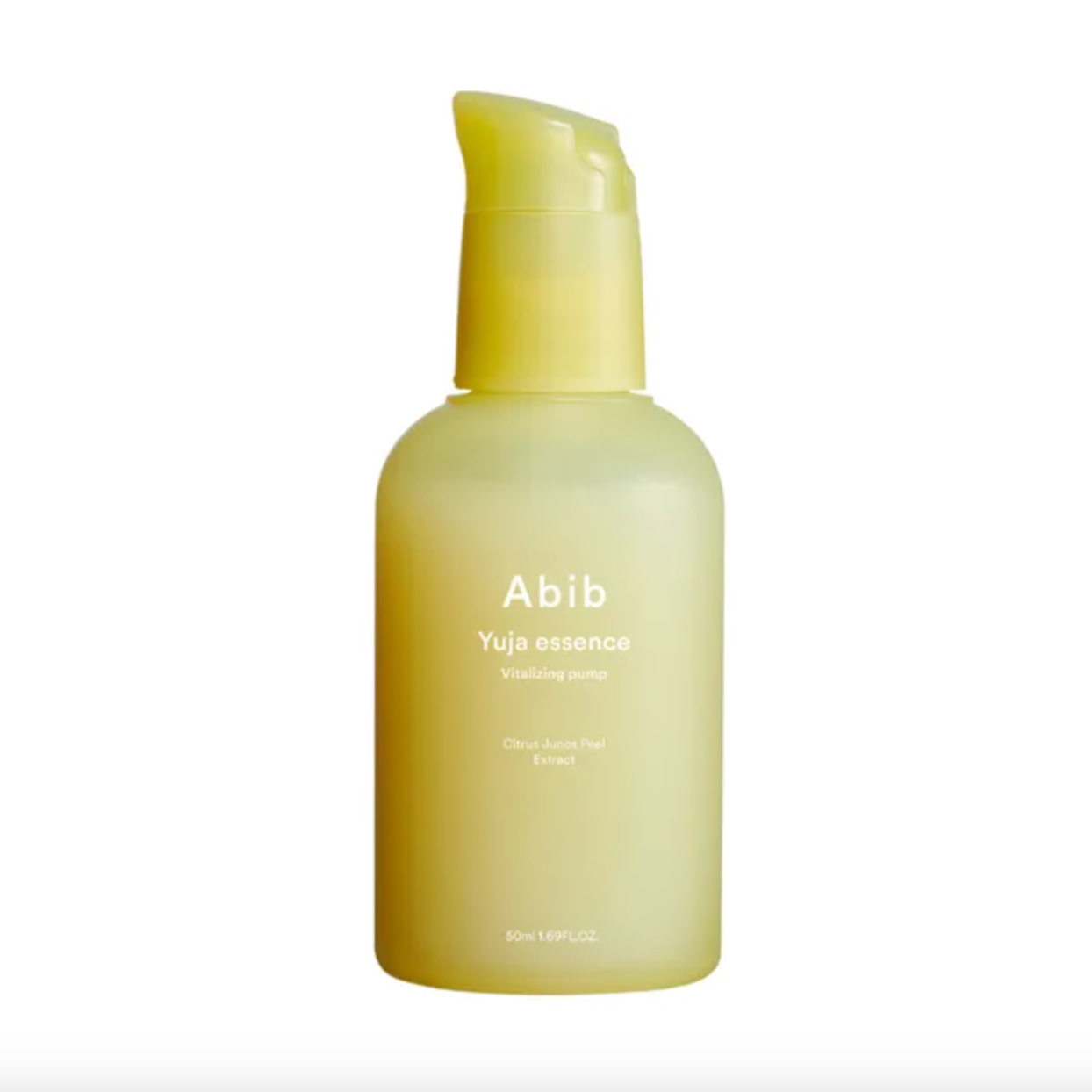 Abib Yuja Essence Vitalizing Pump with yuja extract to brighten and hydrate dull skin with a radiant glow.