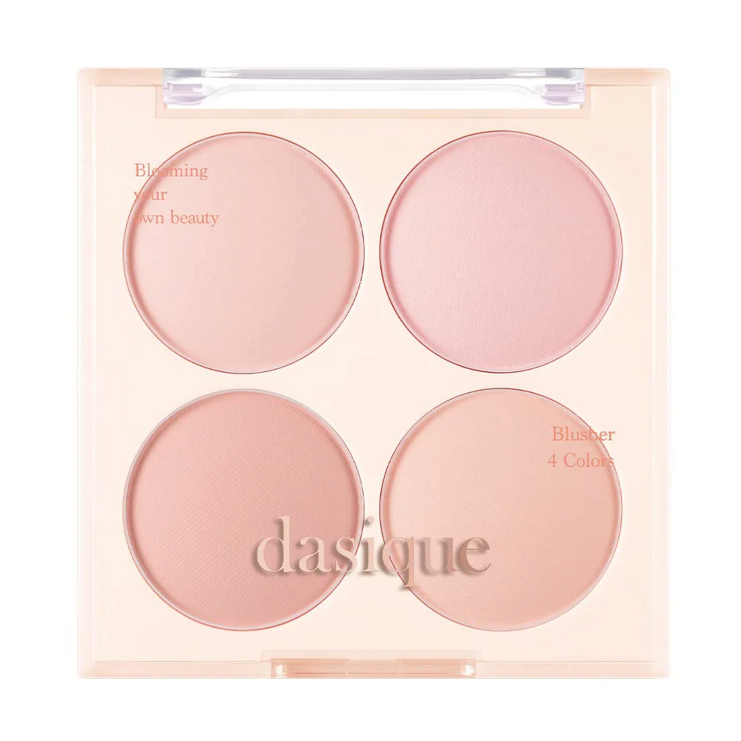 Dasique Blending Mood Cheek 09 Almond Vanilla blush palette with four soft-toned shades for natural glow.