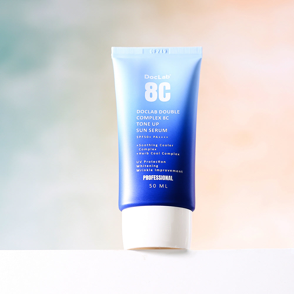Doclab Tone Up Sun Serum SPF50+ PA++++ with brightening and wrinkle care benefits.