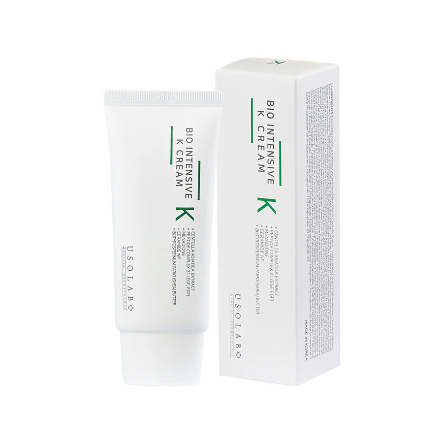 USOLAB BIO Intensive K Cream 15ml with packaging, formulated with centella extract and shea butter.