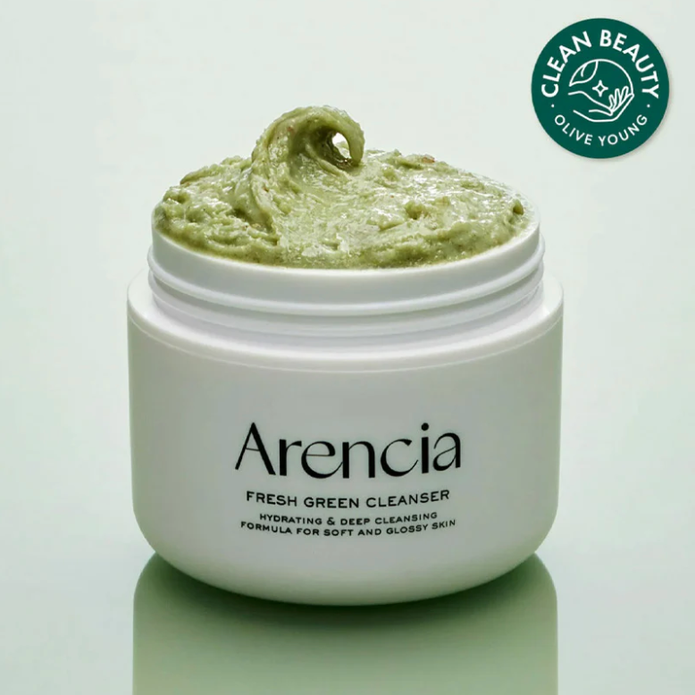 Open jar of Arencia Fresh Green Cleanser with product inside.